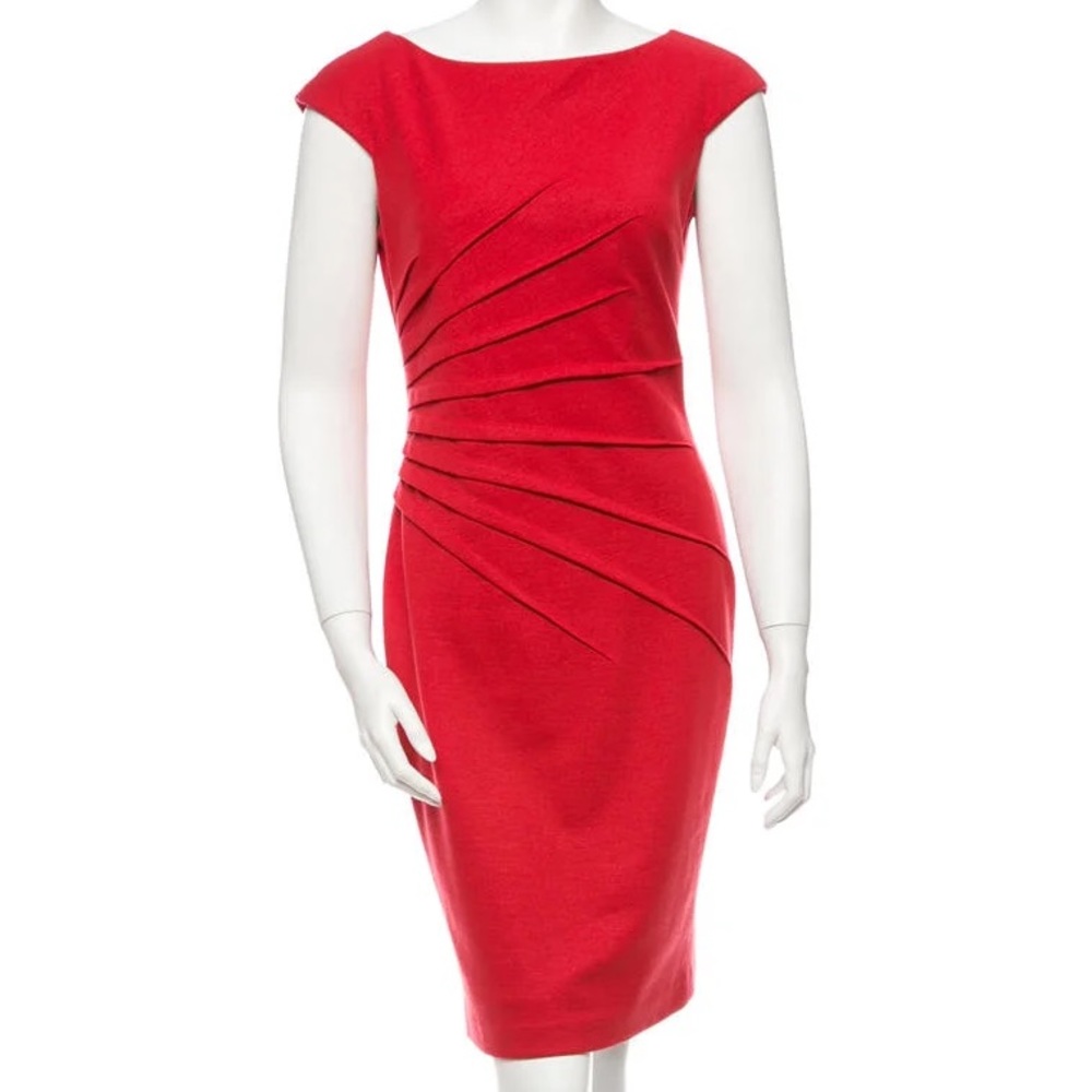 NWT David Meister Bateau Neckline Red Chic Knee-length Cocktail Dress